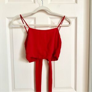 Red John Galt tie back crop top
